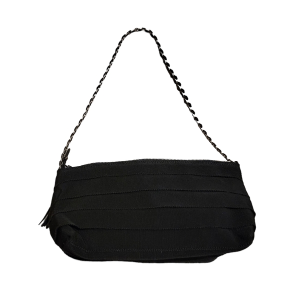 Salvatore Ferragamo Black Tiered Grosgrain Chain Shoulder Bag w/COA - Picture 2 of 9
